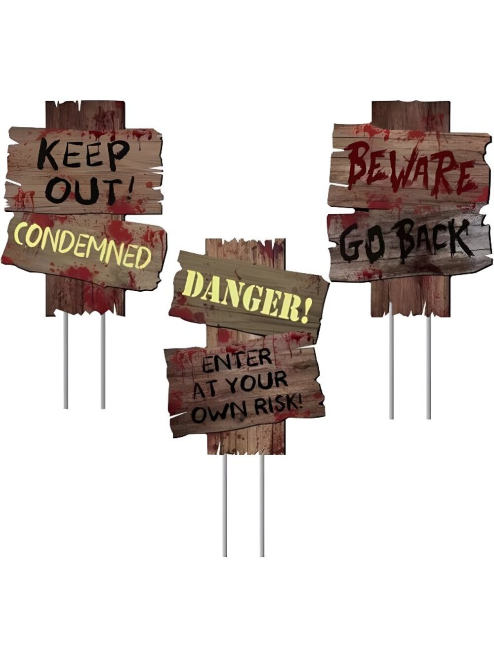 Halloween Decorations Outdoor Beware Yard Signs, 3 Pieces 17" x 13" Large Size